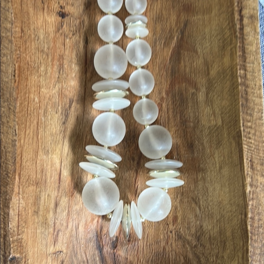 Clear White Silver Gold Beaded Necklace Versatile Excellent Condition
